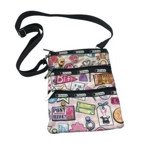 LeSportsac Crossbody 3 Compartment Bag Adjustable Removable Strap Western Rodeo